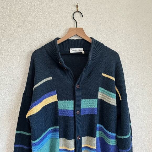 VTG Carina Nucci Womens Cardigan Alpaca Wool Patchwork Grandpa Oversized Knit - Picture 2 of 7